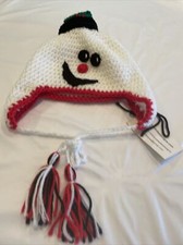 Susie Kates Snowman Hat knitted One-size NWT Fringe ties Snowman Face Gift Idea