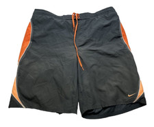 Vintage Nike Swim Trunks Shorts 90s Large Brown/Orange Drawstring
