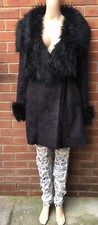 Edina Ronay Faux Suede Black Coat Size Uk 12 Ladies