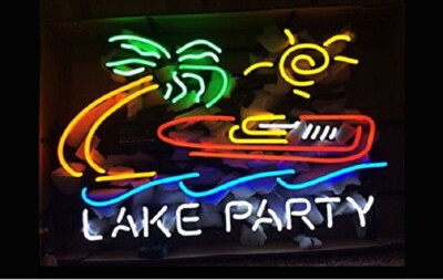 Lake Party Neon Sign Light Lamp Workshop Poster Cave Collection Decor LA 24''x20''