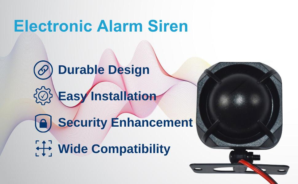 HQRP Electronic Alarm Siren 20W DC12V 118db Universal Home Security Alarm System