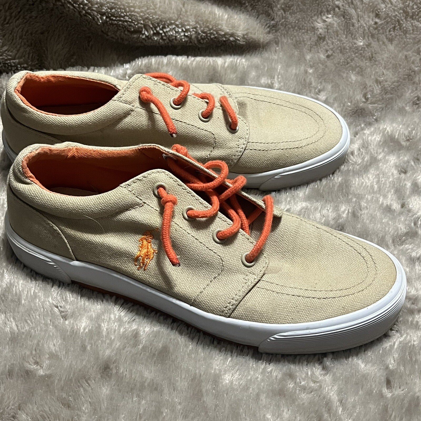 PONY Scarpe da ginnastica Polo Ralph Lauren Faxon II in tela beige arancione 990207 da uomo taglia 6 39