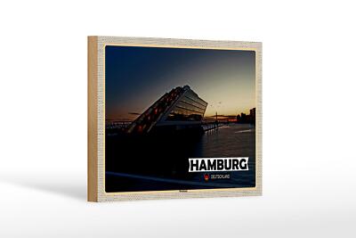 Holzschild Städte Hamburg Dockland Architektur 18x12 cm Deko Schild