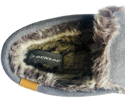 Mens Dunlop Moccasin Slippers Memory Foam Faux Fur Lined Comfort Loafers - Picture 9 of 12