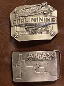 Lot Of 2 Coal Mining Belt Buckles Amax Coal Company | eBay