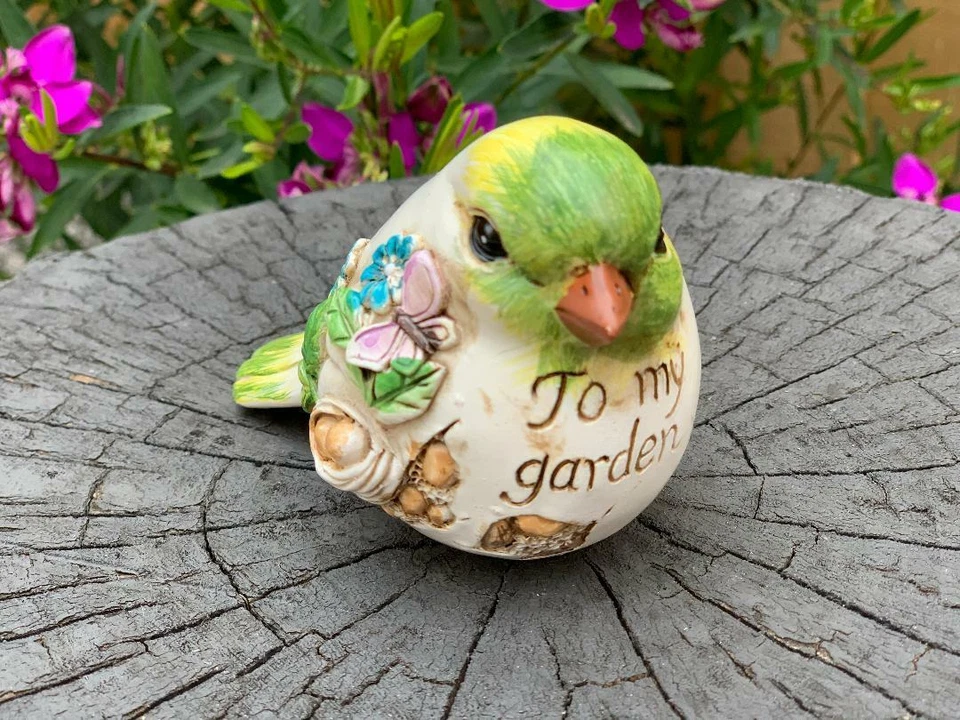 Estatueta de pássaro pássaros com palavras estátua sinal ornamentos escultura decoração para casa jardim - Imagem 3 de 4