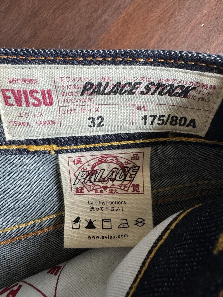 Palace x Evisu Selvedge Long Denim Short Raw Mens Size 32 BRAND