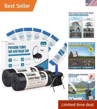 40 Pack Portable Toilet Gel Powder & Bags - Quick Solid Waste Solution for RVs