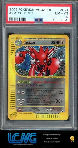 PSA 8 Pokemon TCG Card Aquapolis #H21/H32 Scizor Holo