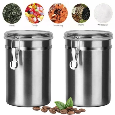 BESMALL 1.8L Coffee Food Canister Airtight Stainless Steel Kitchen Storage Container