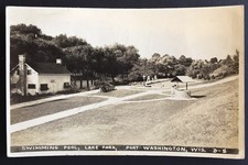 Port Washington Wisconsin WI, Swimming Pool Lake Park RPPC 1945 D-8
