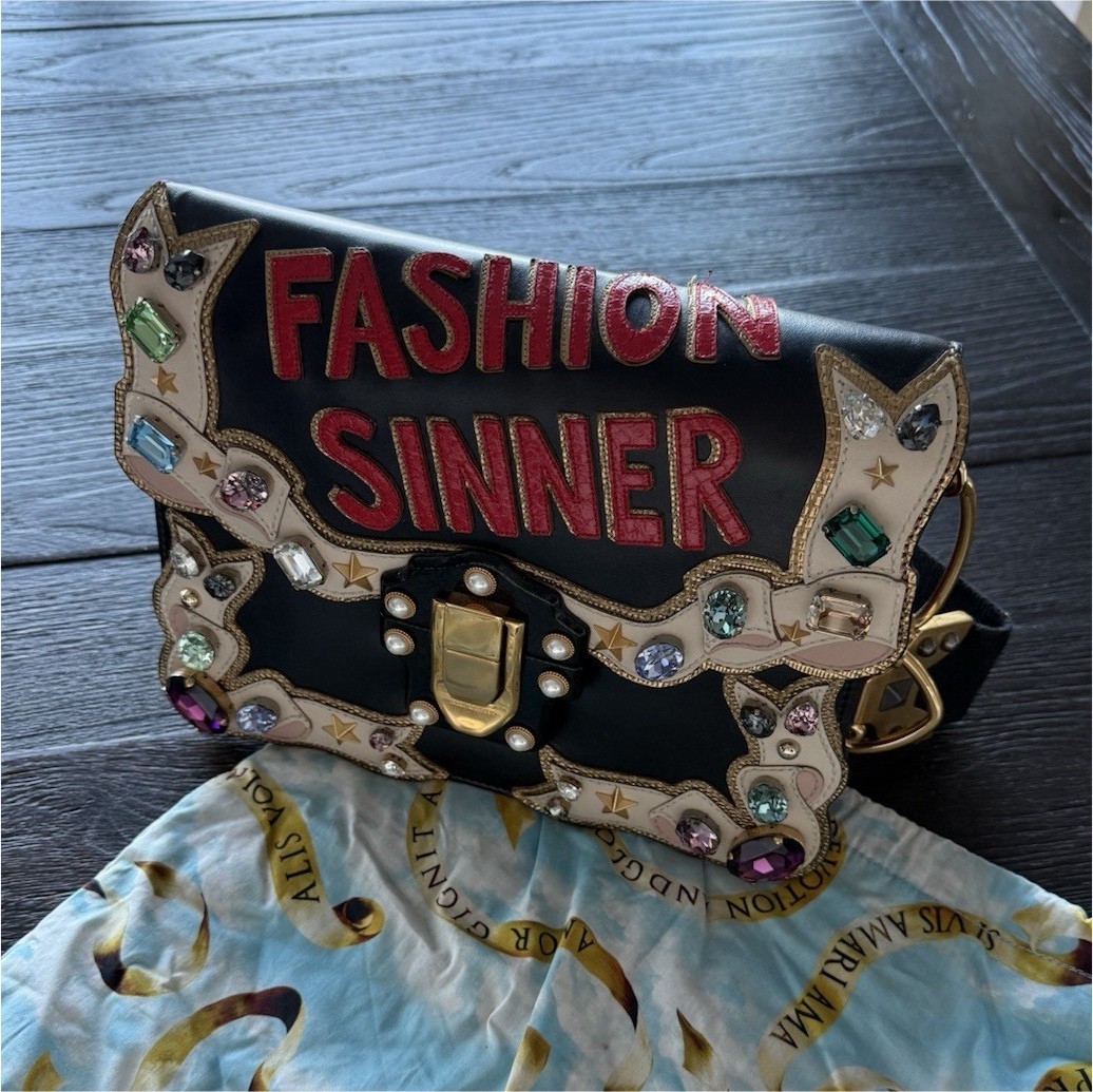 Dolce & Gabbana Fashion Sinner Queen of Love Embroidered Shoulder Bag