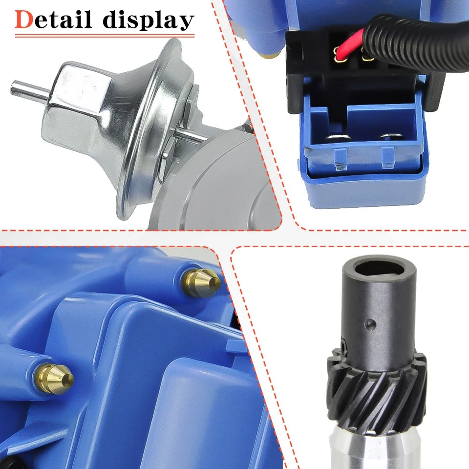 For PONTIAC 301 326 350 389 400 428 455 Blue HEI DISTRIBUTOR + SPARK PLUG WIRES - Image 3 of 4