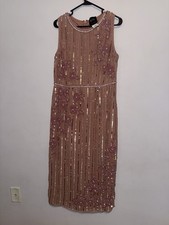 Mac Duggal Floral And Striped Midi Dress Size 10 Worn Once