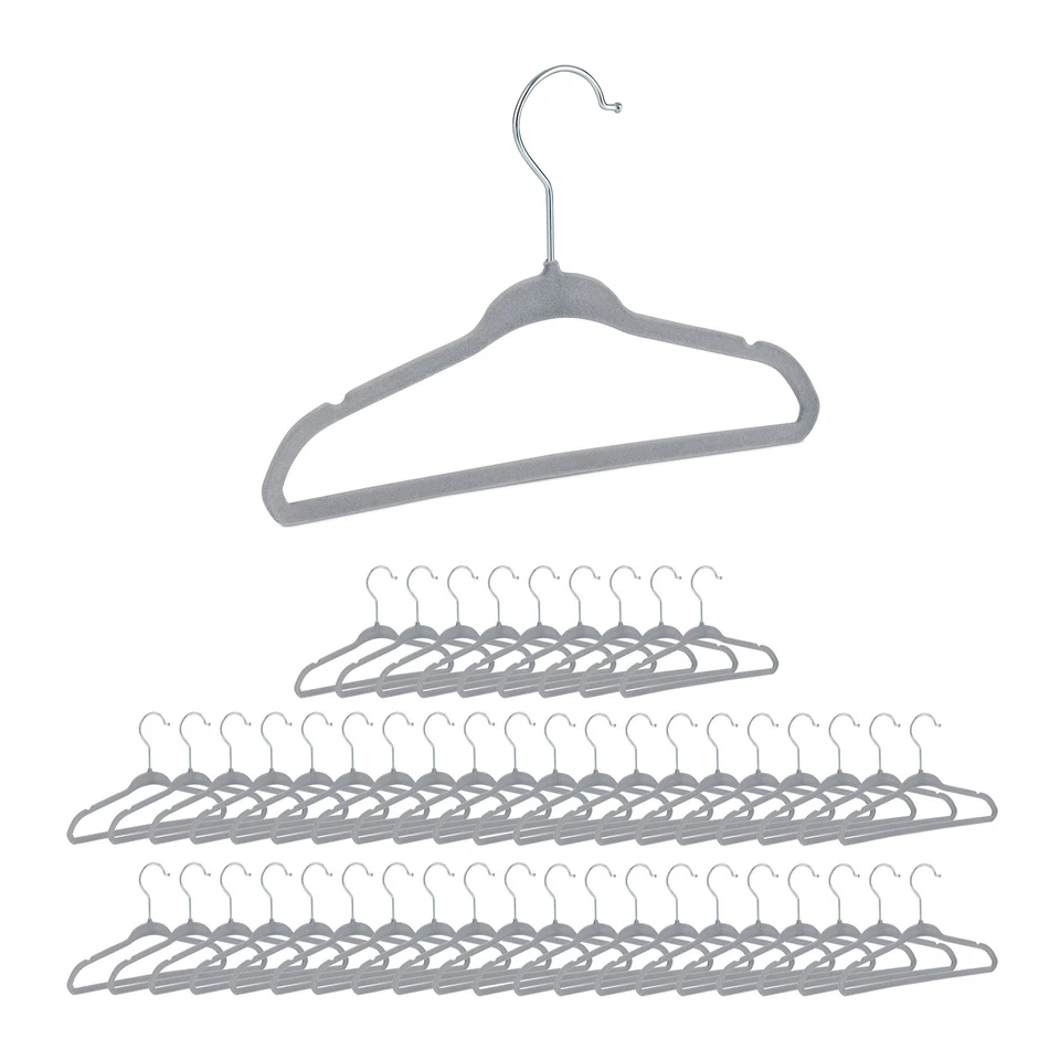 Kinderkleiderbügel samt Kinder-Samtbügel Rutschfeste Bügel 100 Stück grau