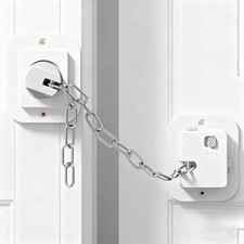 Safety Door Locks 2 Pack - Adjustable Stainless Steel Strap, 3M Adhesive No D...