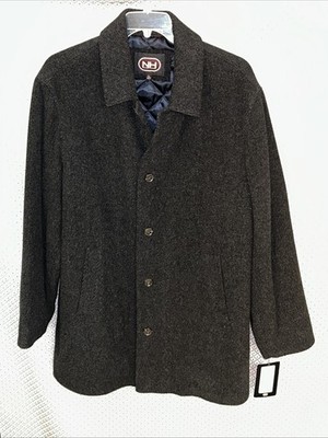Newport Harbor Men s Gray Wool Blend Car Coat Quilted Jacket NH Size XL Regular