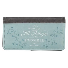 All Things Teal LuxLeather Checkbook Cover - Matthew 19:26