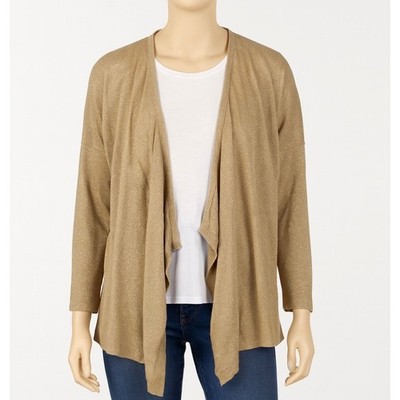 Kasper Cardigan Sweater Womens Large Open Front Metallic Gold Deco Decadence