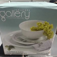 Tabletops Gallery 12 piece Farmhouse White Dinnerware Plates Set