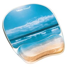 FELLOWES PHOTO GEL MOUSE PAD WRIST REST MICROB - SANDY BEACH 9179301 