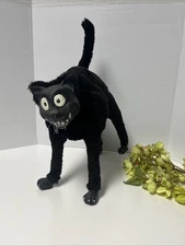 VTG Paper Magic Group 2003 Scary Black Cat Halloween Plush Wire Posable Prop