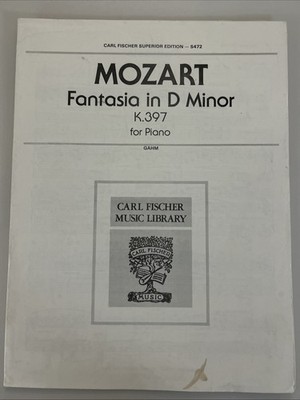 Mozart Fantasia in D Minor K.397 Piano Solo Sheet Music