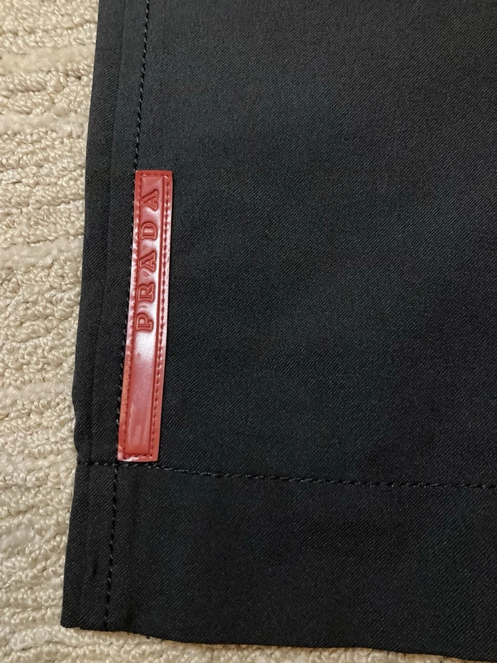 Prada Womens Nylon Pants Size 40 EU / 28 Waist Charcoal Grey Red Tab Trouser - Image 2 of 4