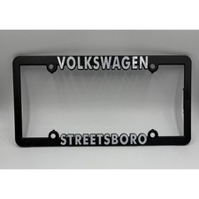 Volkswagen Streetsboro License Plate Frame Black With White Lettering Vw Dealer