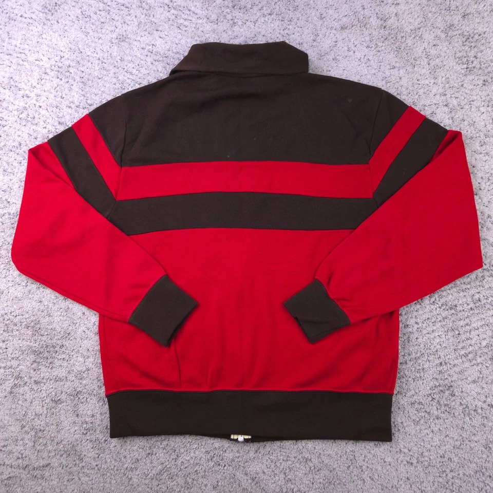 Chaqueta deportiva vintage para mujer mediana años 80 tejida roja marrón cremallera completa bolsillos Primo Foto 2 de 4