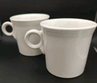 2 Fiesta Fiestaware Homer Laughlin White Ring Coffee ☕ Tea Mugs EUC