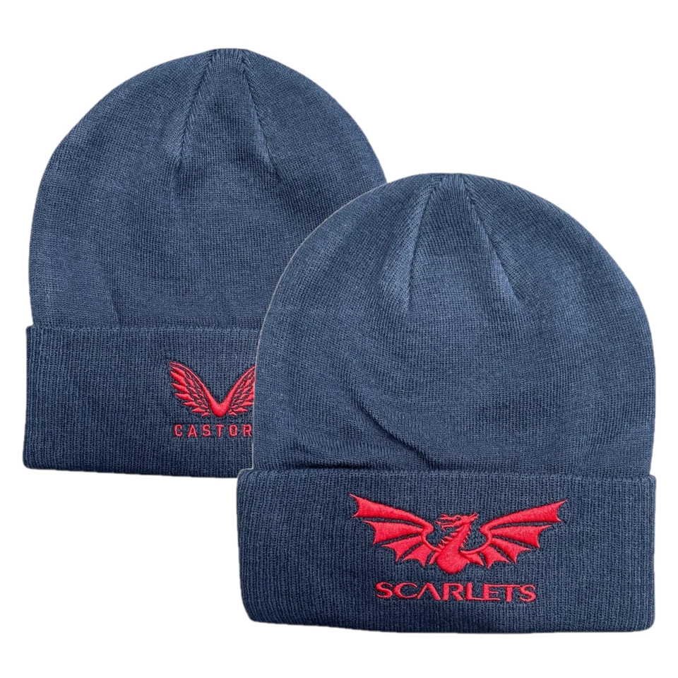 Scarlets Men's Navy Beanie Rugby Club Castore Beanie - New