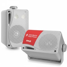 Pyle 3-Way Waterproof Marine Box Speakers - 3.5" 200 Watt Dual Indoor Silver