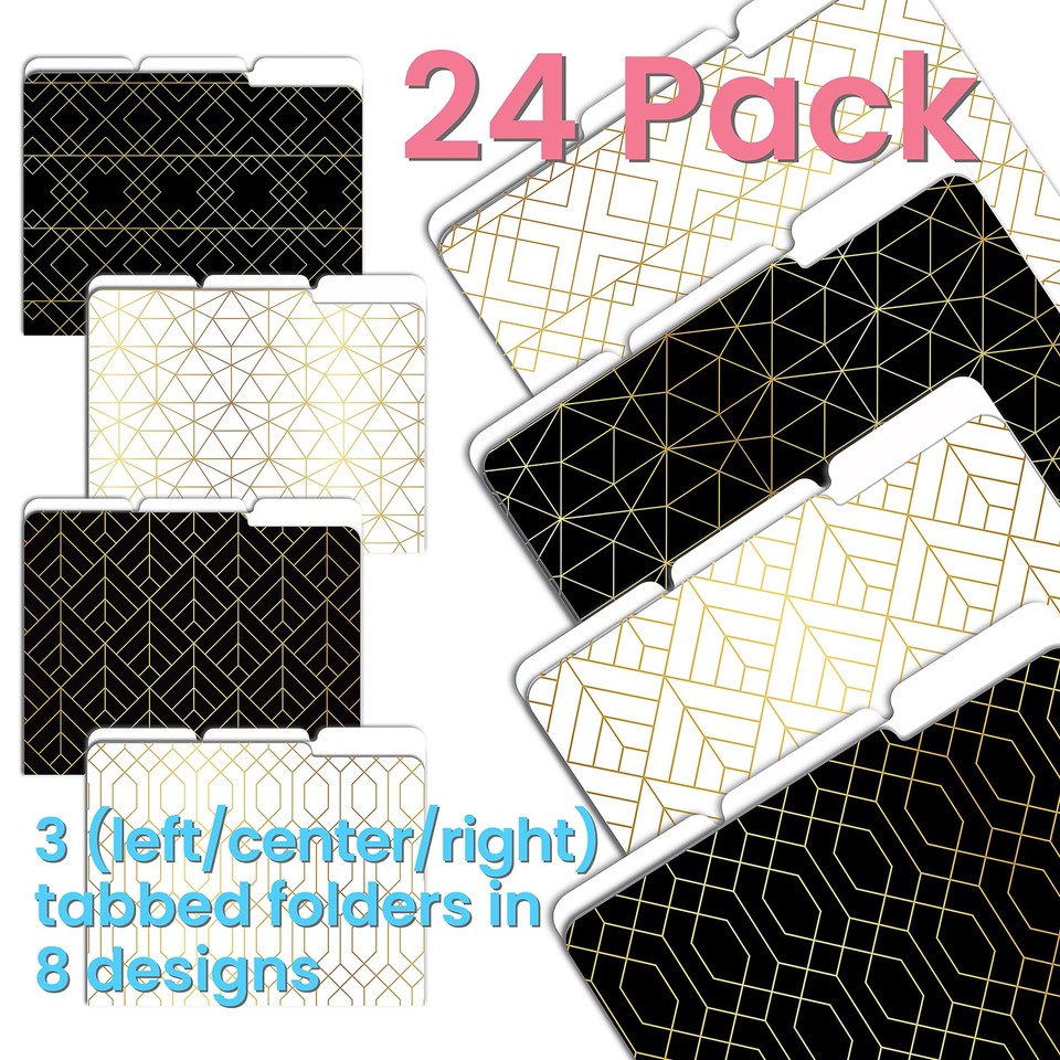 Filing Folder Design Better Office Products Decorative File Folders, 24 Pack, 8 Designs (4 ...