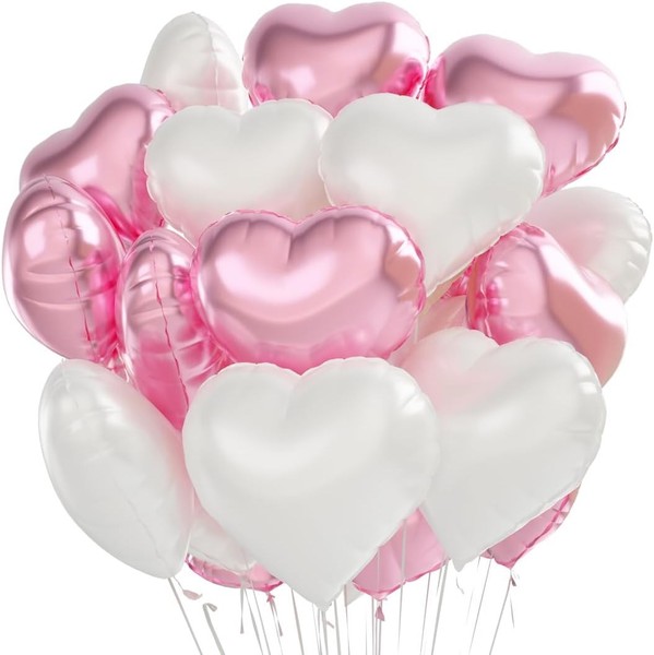 Herzballons 24 StüCk Rosa Weiß Helium Luftballons FüR Hochzeit Party Geburtstag-image