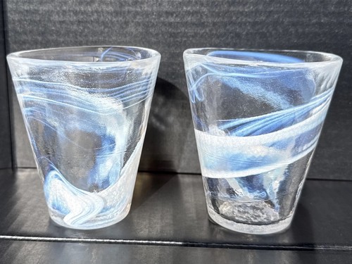 Kosta Boda Glass Tumbler Ulrica Hydman Vallien UHV Mine White Swirl