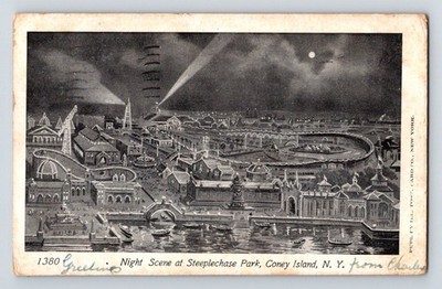USA: Nachtszene im Steeplechase Park, Coney Island, New York. 1904.