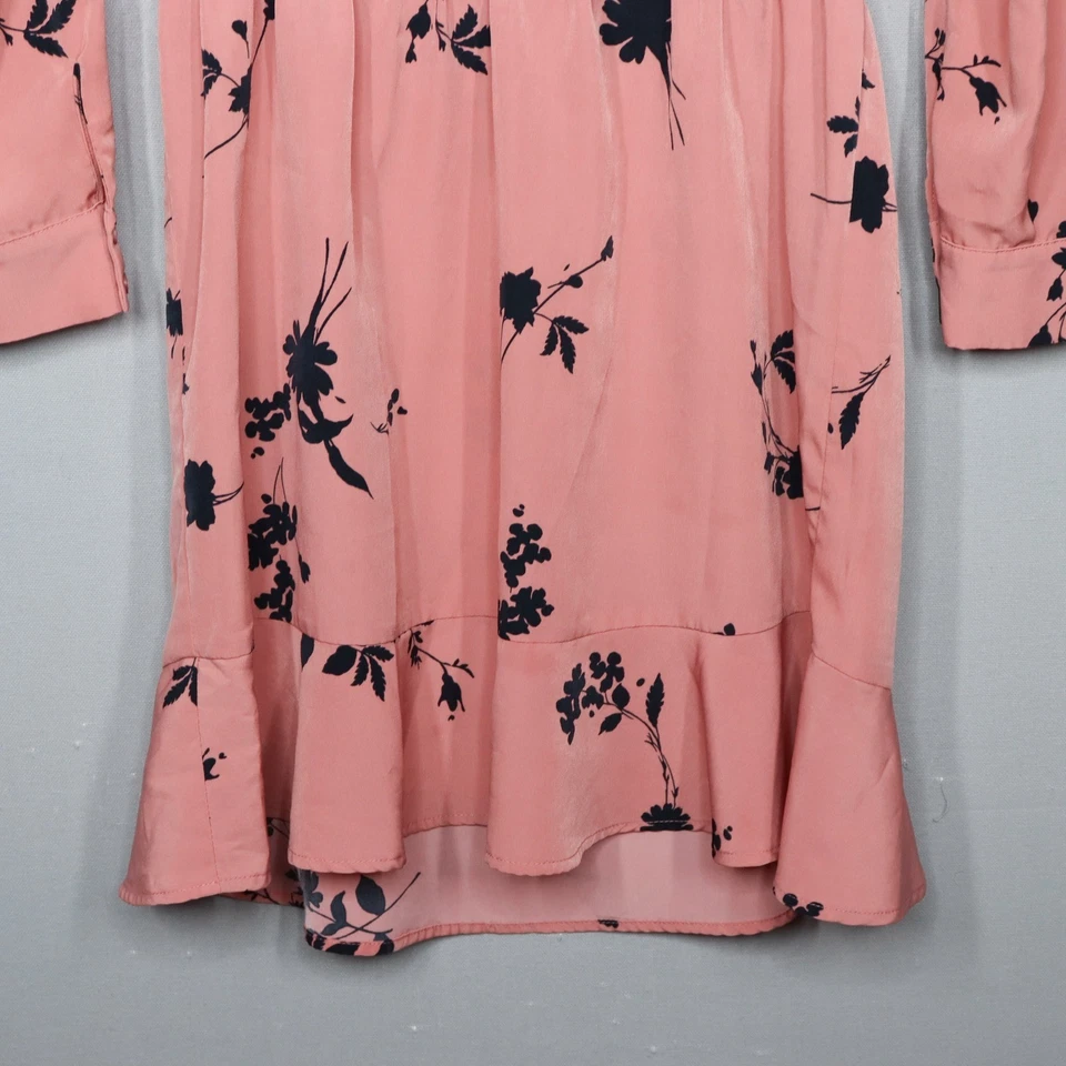 Mini Vestido Joie Para Mujer Acey Estampado Floral Manga Larga Línea A Rosa Polvo Talla S Foto 4 de 4