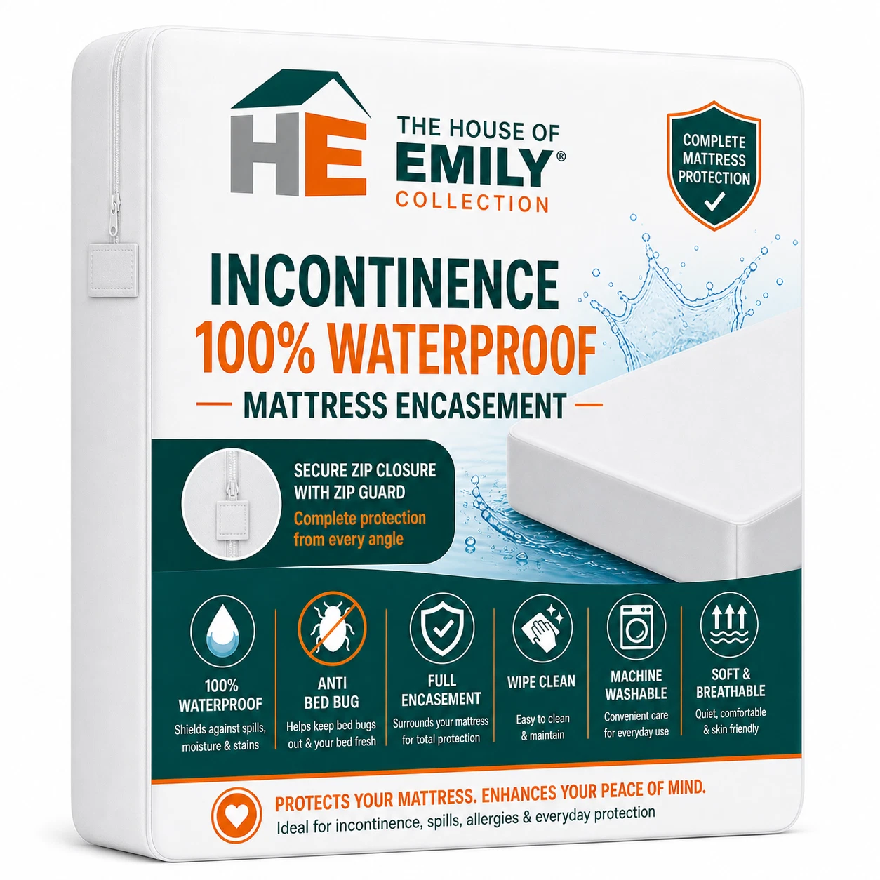 Incontinence Mattress Protector Zipped Encasement 100% Waterproof Wipe Clean
Opens in a new window o
