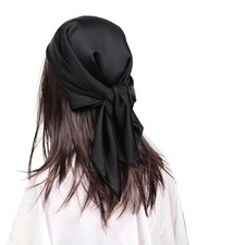 Head Scarf for Women Like Silk Scarf Square Scarves Satin Bandanas Neck Black