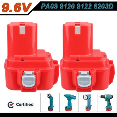 MARKENLOS 2X Original 9,6V Ersatz für Makita PA09 NI-MH Akku 6222D 9100 9120 9122 9133 NEU