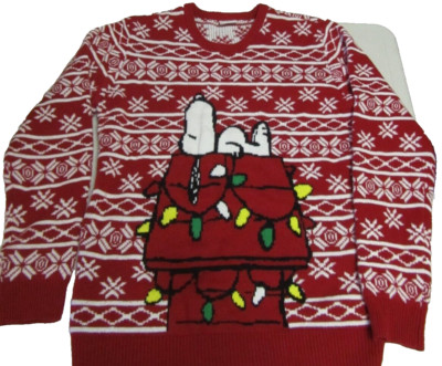 Peanuts Ugly Christmas Sweater Snoopy Doghouse Size Large 2019 Red ...