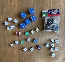 Dice Classic Jumbo Wooden With Bag NOS Large Blue White Green Red Lot Of 32Die