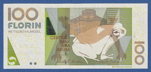 ARUBA -- 100 FLORIN ( 1.7.2008 ) -- EBC- / VF+ -- PICK 19b .