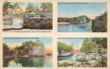 Postcard WI Wisconsin River Scenes Dells Sugar Bowl Witch's Gulch Jaws Navy Yard