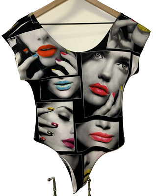 Vintage Blush Brand Vogue Faces Lipstick Bodysuit USA Made X-Large Unique