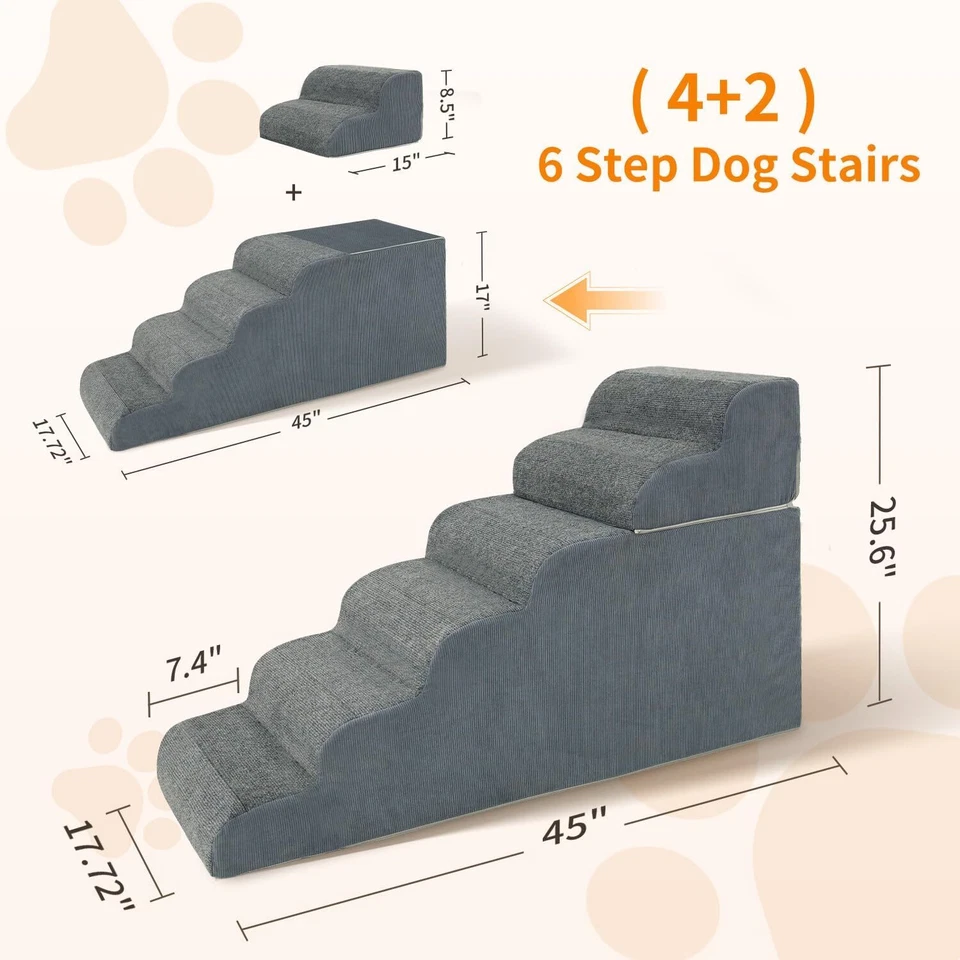 MOPHOTO Escaleras para Perros para Cama Alta y Sofá Mascota Escaleras Antideslizantes y Cubierta Extraíble Foto 4 de 4