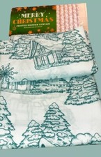 Christmas Tree Shower Curtain Green White Fabric Winter Snow