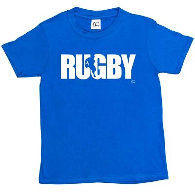 1Tee Kids Boys Rugby Player Silhouette T-Shirt
