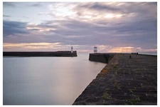 Whitehaven lighthouse's, Cumbria, UK - 18" x 12" PRINT - SEASCAPE SUNSETS LAKES